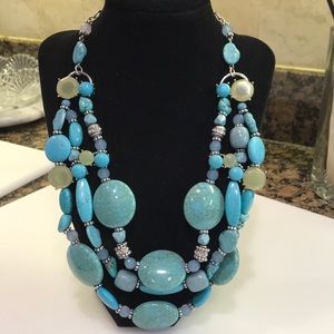 3/$15 Turquoise Beaded Statement Layered Necklace